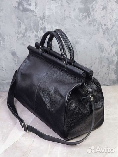 Кожаная дорожная сумка-саквояж