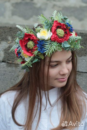 Ободок с полевыми цветами