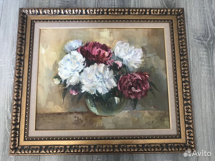 Картина маслом на холсте пионы