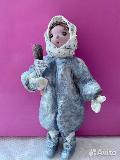 Кукла ручной работы из ваты,елочные игрушки