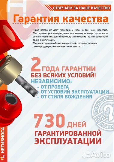 Нет Износа Стойка стабилизатора полиуретановая 042