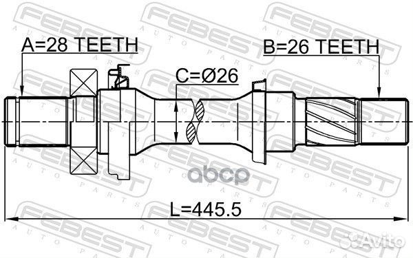 Полуось правая 26x445x28 Mazda 0512DC5 Febest