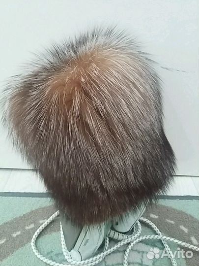 Шапка вязанная чернобурка