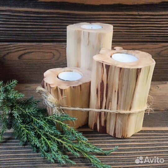 Подсвечник из можжевельника