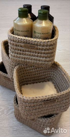 Корзинка джутовая, ручной работы