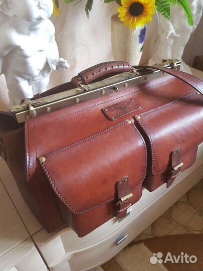 Сумка саквояж натуральная кожа мужская