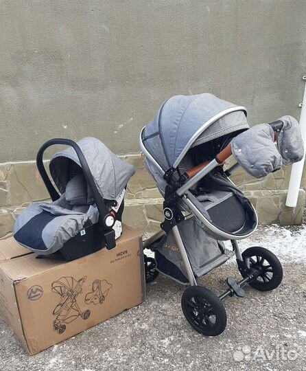 Коляска в9 3в1 обновлённая (серый цвет)