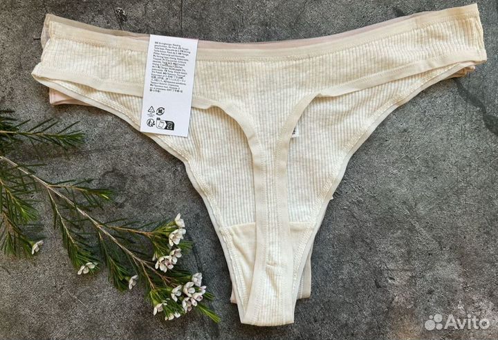 Женские трусы стринги хлопок М H&M 3 шт комплект