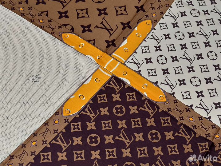 Платок Шаль 110/110 Шелк Louis Vuitton Шоколад