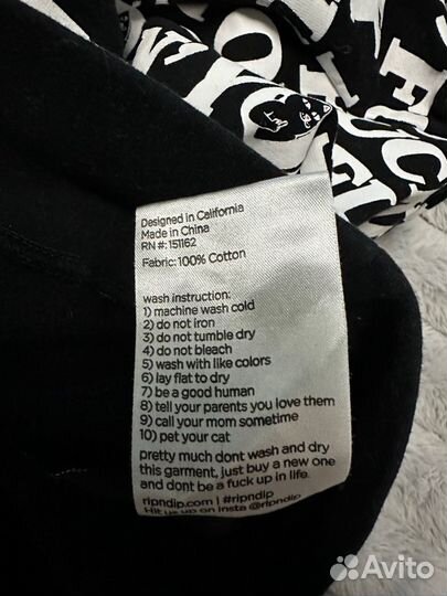 Толстовка мужская/женская черная с принтом ripndip