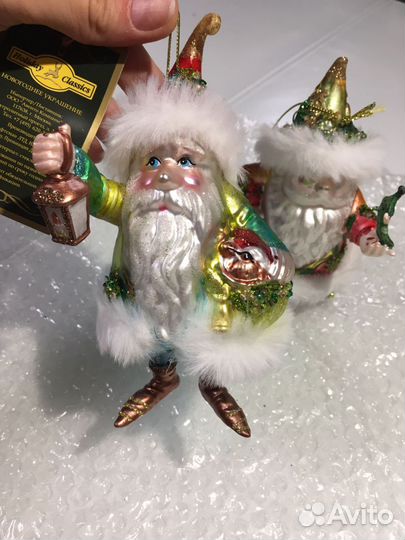Гномики ёлочные игрушки стекло