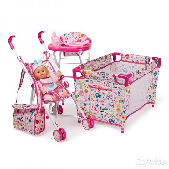 Новый в коробке пупс говорящий сумка еда стульчик
