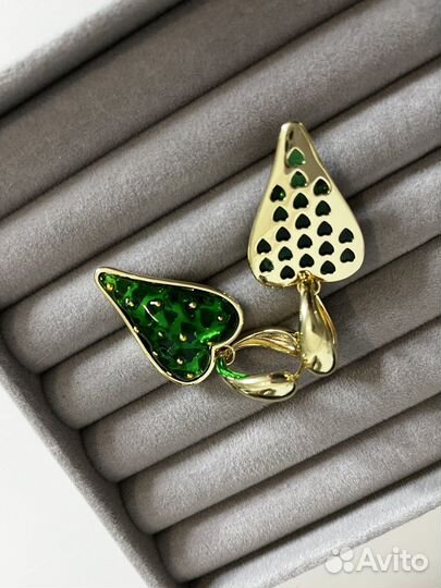 Серьги сердце клубника