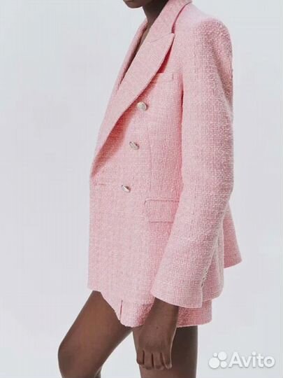 Твидовый жакет пиджак син