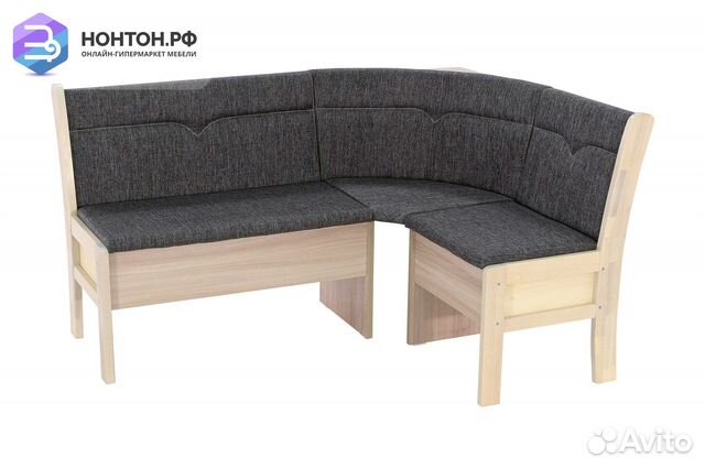 Кухонный угловой диван Этюд 2-1 серый / выбеленная