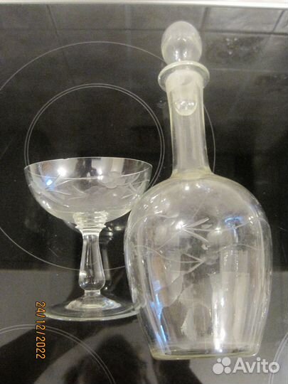Старинные, редкие винтажные графин и креманка