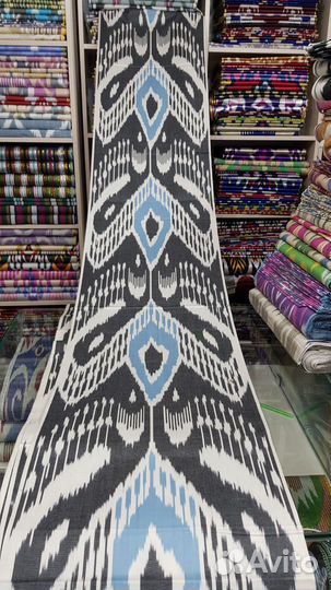 Узбекский хлопковый икат ручного ткачества. Адрас