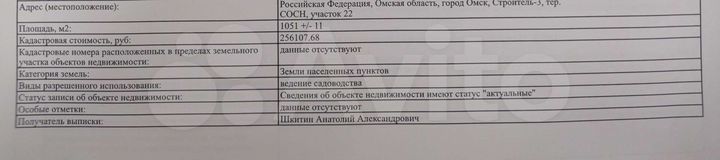 Участок 10,5 сот. (СНТ, ДНП)