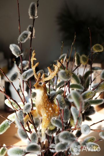 Ватная елочная игрушка Олень миниатюра