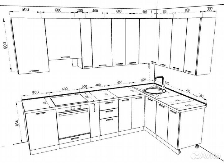 Кухонный гарнитур Классика угловой 2900х1700