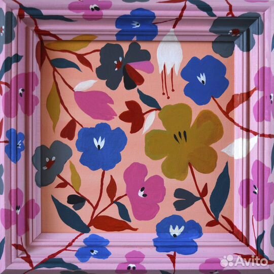 Авторская картина. Цветочный паттерн. Розовый