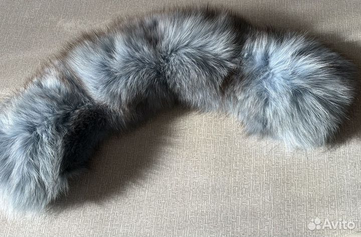 Воротник песец голубой с серым