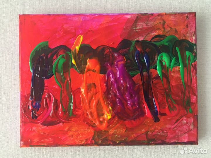 Картина Слоны в закате