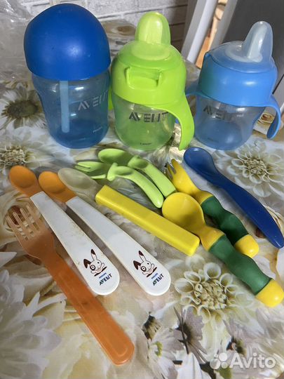 Поильники avent, детскте ложки и вилочки