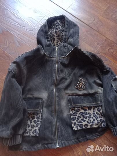 Стильный джинсовый теплый костюм на 44 размер