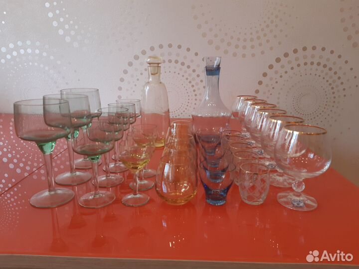 Цветное стекло бокалы фужеры рюмки СССР