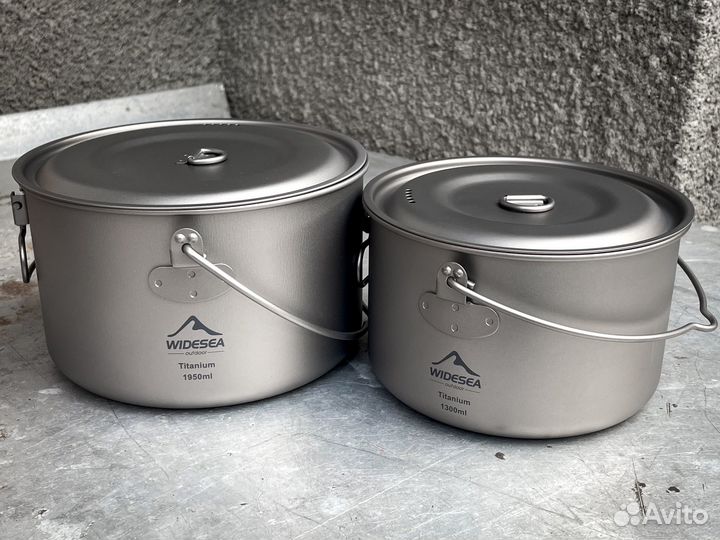 Титановый котелок 1300 мл 1,3 л Widesea