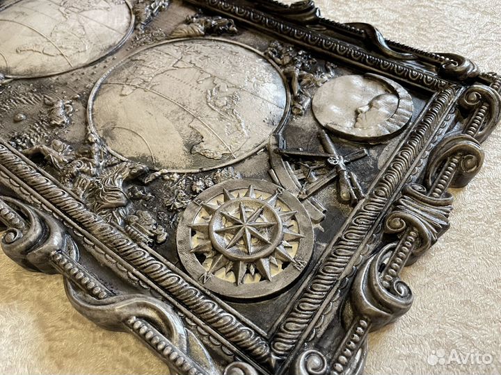 Декоративная картина Карта мира Винтаж 66х33см