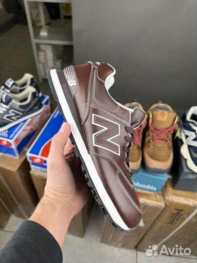 Кроссовки new balance 574 кожаные коричневые