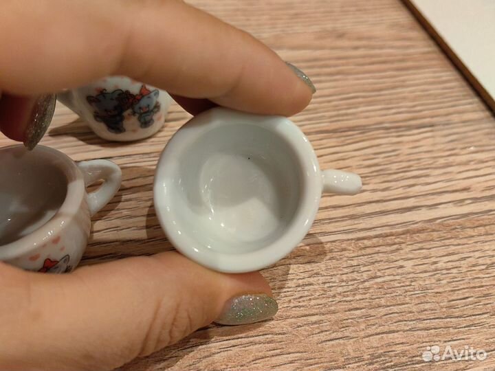 Чашки для кукол + сахарница (мини)