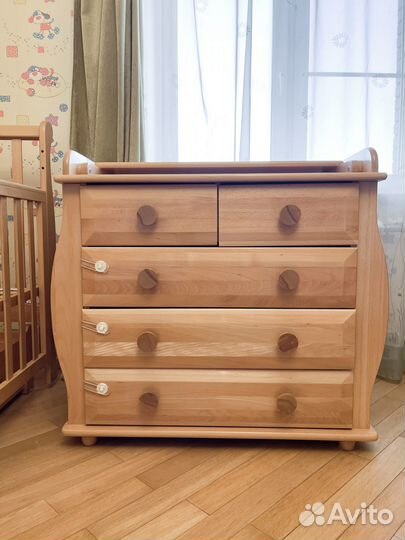 Комплект кроватка + комод пеленальный массив бука
