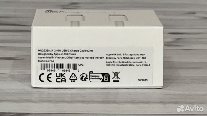 Apple UCB-C Cable (2метра) A2794 Оригинал