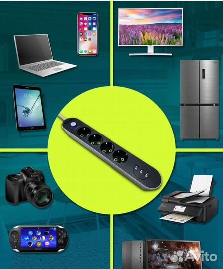 Сетевой фильтр с 3 USB удлинитель