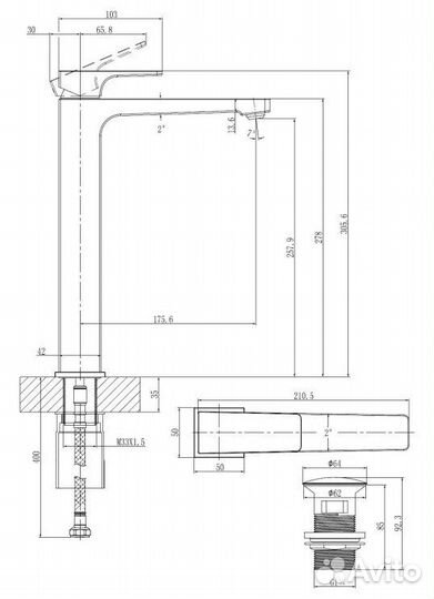 Смеситель для раковины Villeroy & Boch Architectur