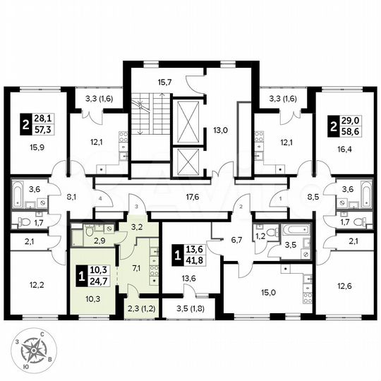 Квартира-студия, 24,7 м², 4/24 эт.