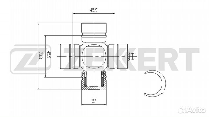 Крестовина карданного вала 27 00x73 35 / Infiniti QX4 97- Nissan Terrano (WD21 R20) 87- Pathfinder