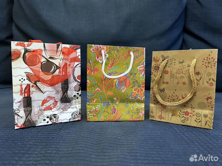 Подарочные пакеты маленькие 17 штук с замерами