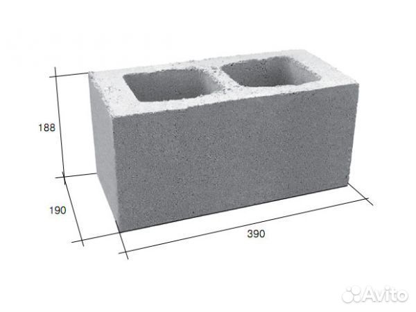 Блок стеновой 390х190х188 с открытым дном