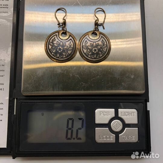 Серебряные серьги с позолотой, Северная Чернь