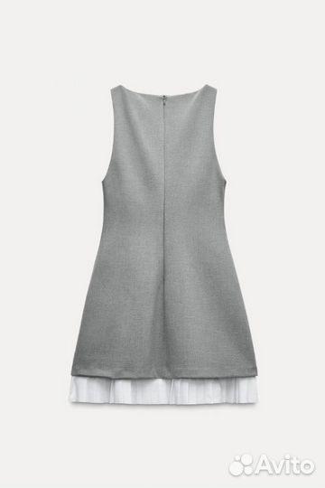 Zara NEW короткое платье с юбкой в складку из попл