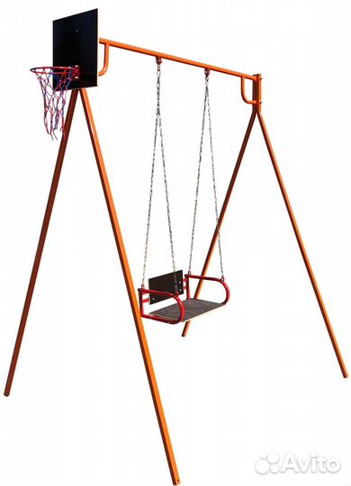 Качели детские уличные подвес на цепи со спинкой