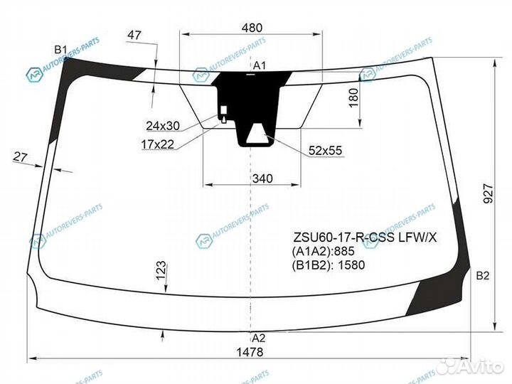 ZSU60-17-R-CSS lfwx Стекло лобовое + дд камера toy