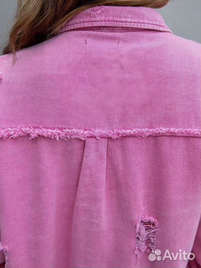 Джинсовая куртка рубашка оверсайз