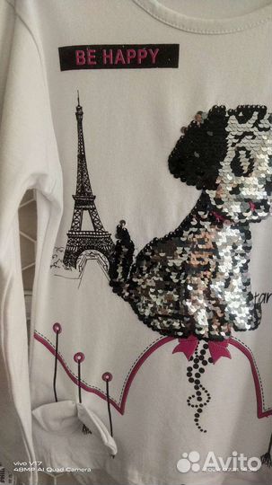 Футболка для девочки с длинным рукавом