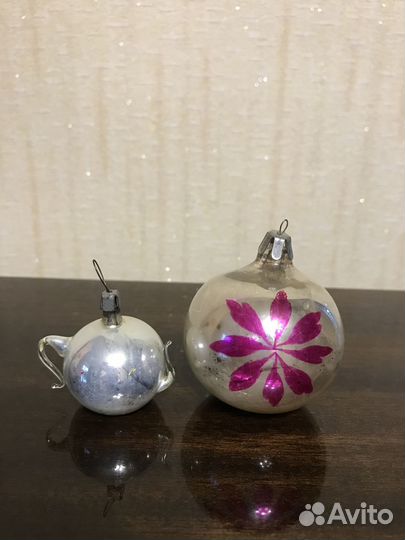 Ёлочные игрушки СССР Чайник и шар 2 штуки
