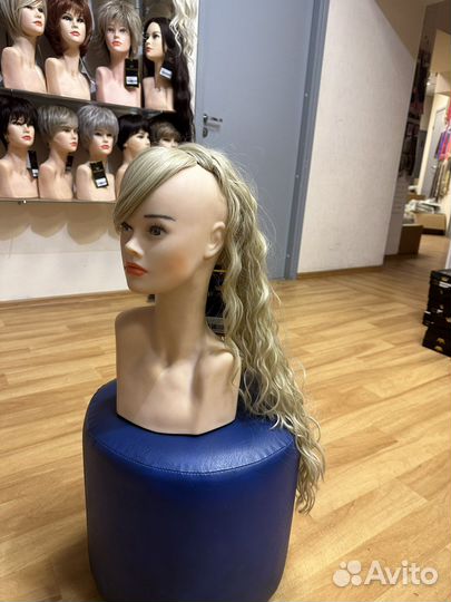 Хвост шиньон накладной с челкой